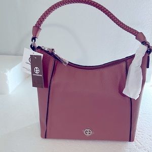 NWT GIANI BERNINI BRAID HANDLE PEBBLE HOBO BAG , MAUVE